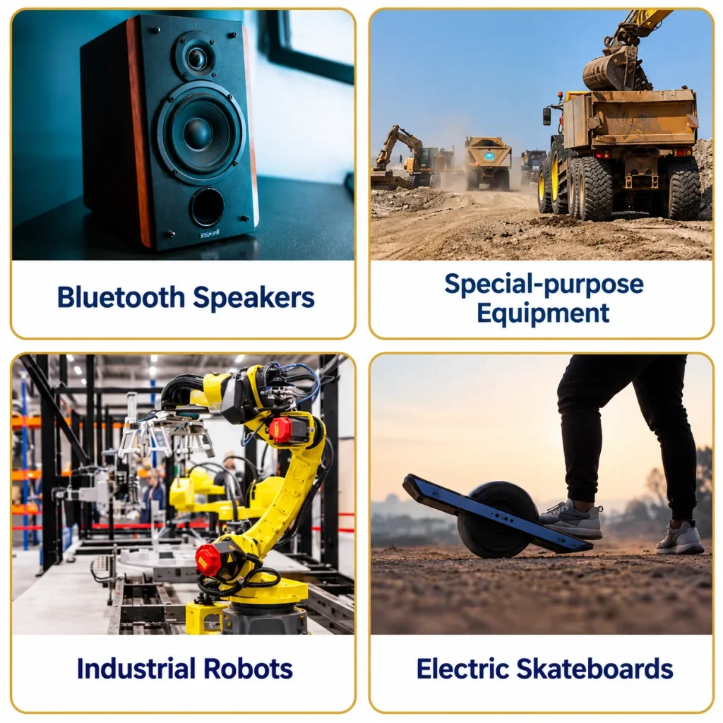 Custom 18650 battery pack applications: Bluetooth speakers, special-purpose equipment, industrial robots and electric skateboards