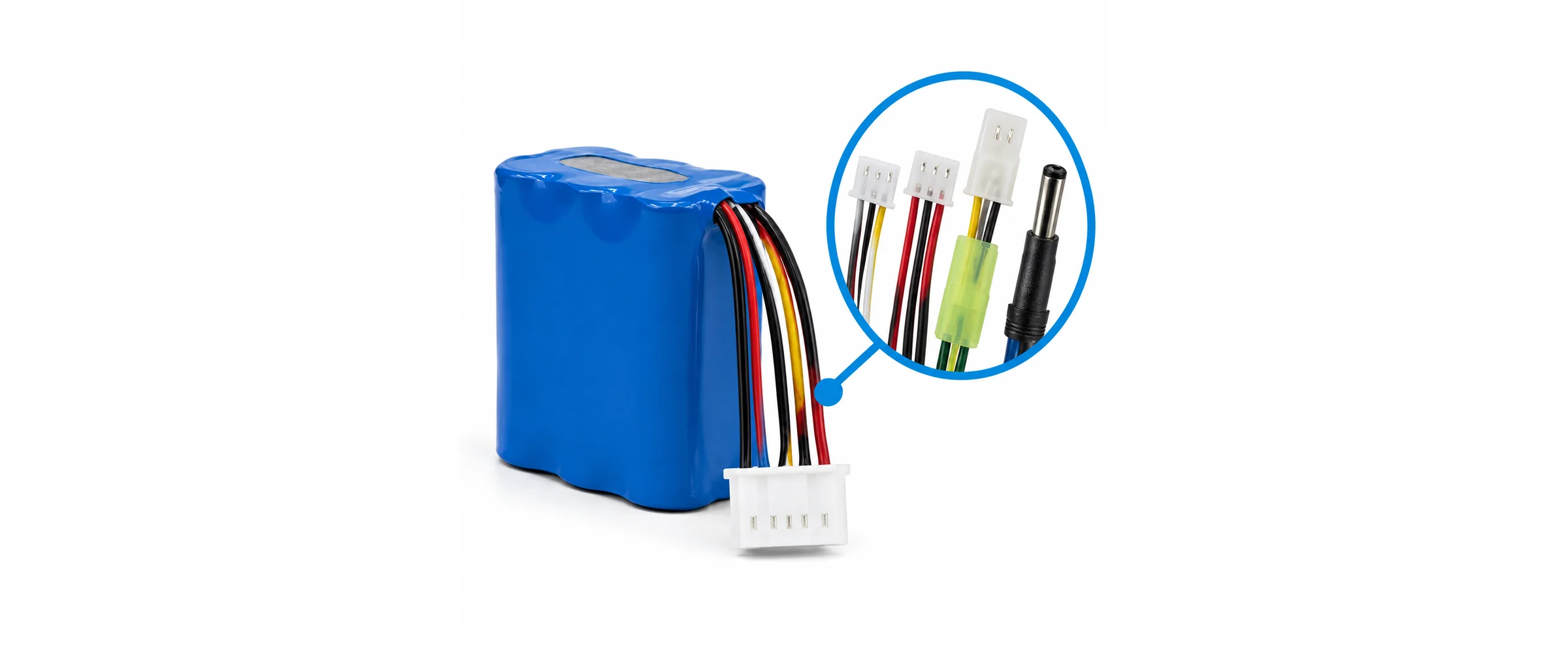 18650 battery pack wiring harness with custom connector options
