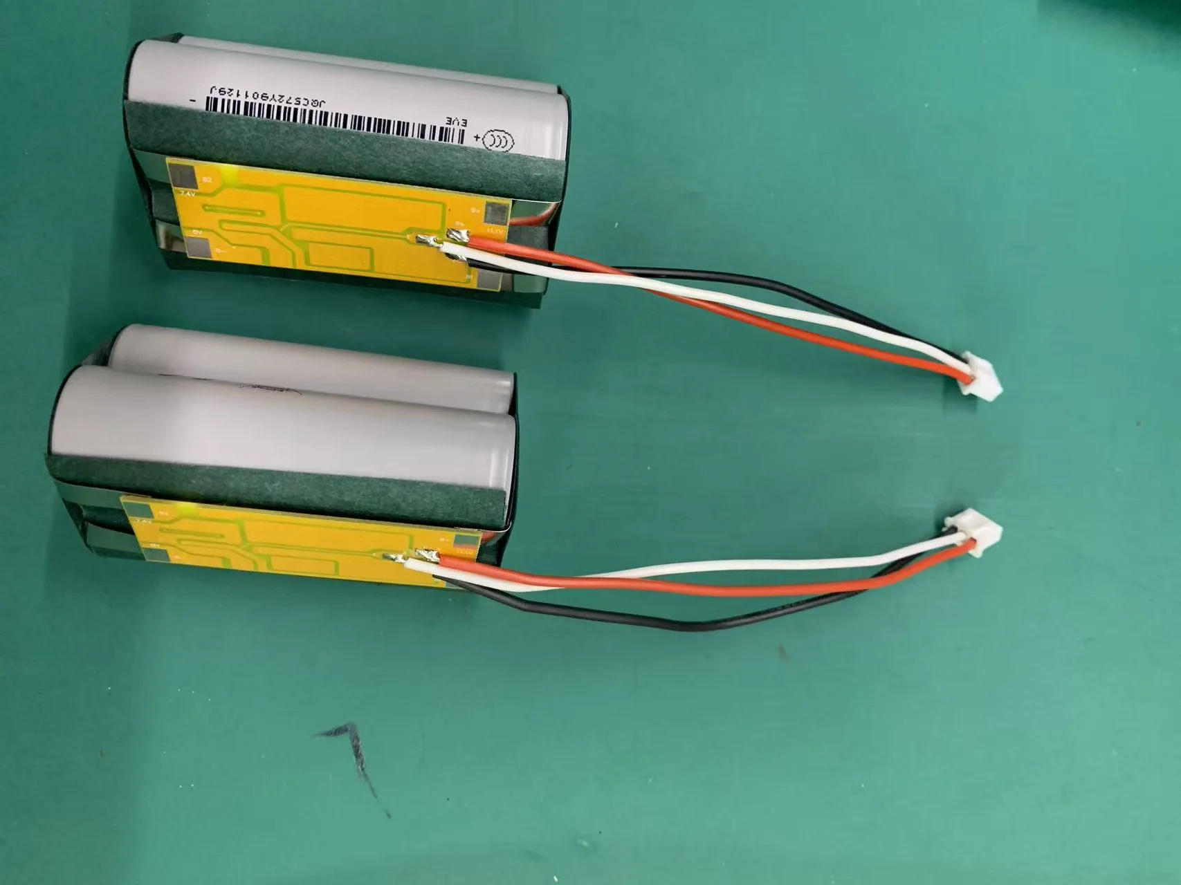 Two finished battery packs with BMS board and wire harness