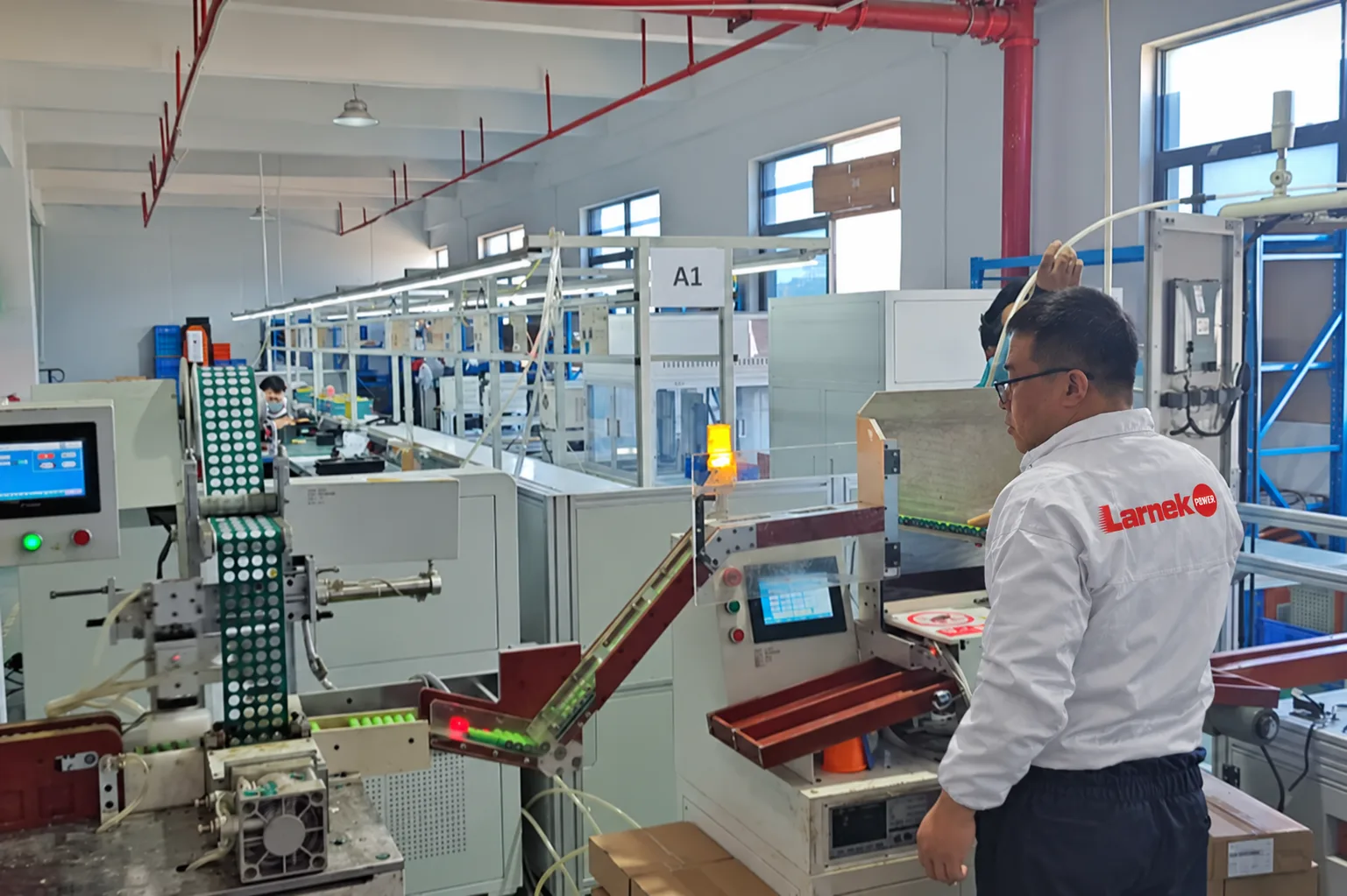 Battery pack production line at the Larnek Power factory